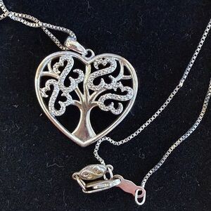 Jane Seymour Sterling Silver open heart diamond necklace